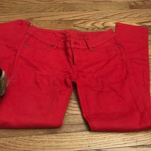 Denim red pants